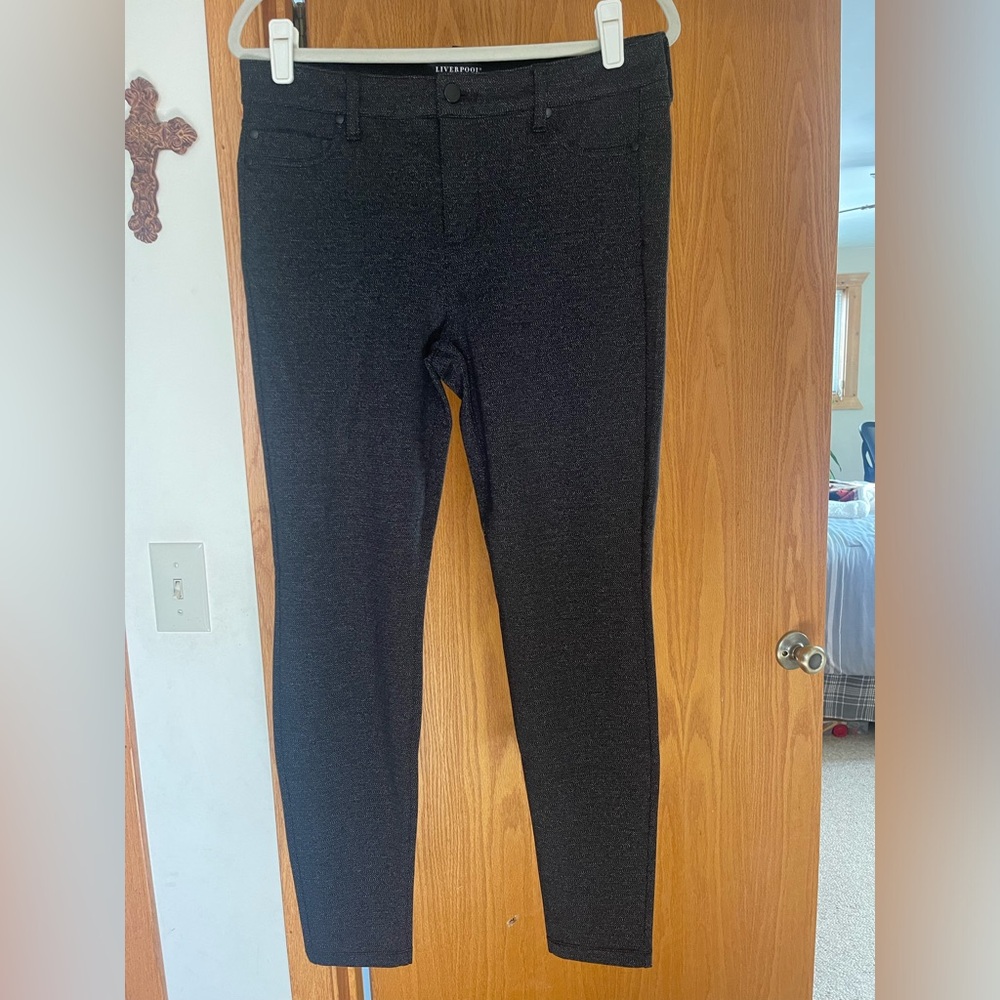 LIVERPOOL Los Angeles beautifully soft knit trousers pants size 10, black/grey